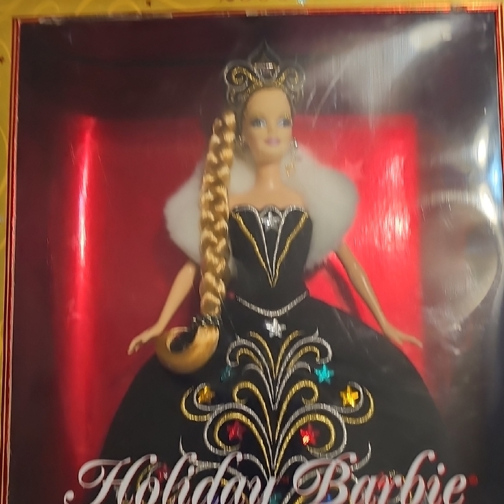 2006 Barbie Holiday Doll in Classic Bob Mackie Black and Gold Gown